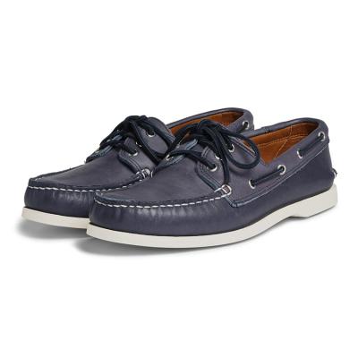 China Fashion Trend Mens Casual Shoes Manufacturer Customized Genuine Leather Lace Up Unique White Rubber Boat Shoes for sale