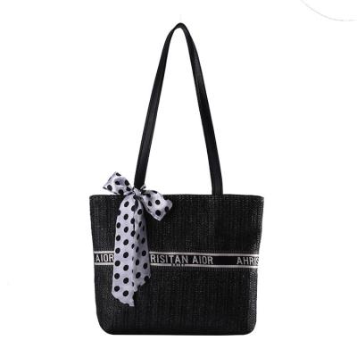 China Wholesale Women's Woven Tote Handbags Leather Zipper Pu Leather Letter Tote Bags Shoulder Tote Bag Hot Sale Cheap Beach Fashion Hot Price 2022 for sale