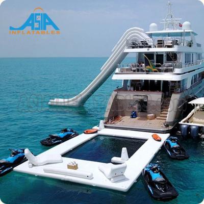 China Lake ; Pond; portable sea water ocean sea inflatable floating pool/inflatable swimming pool yacht with net for yacht for sale