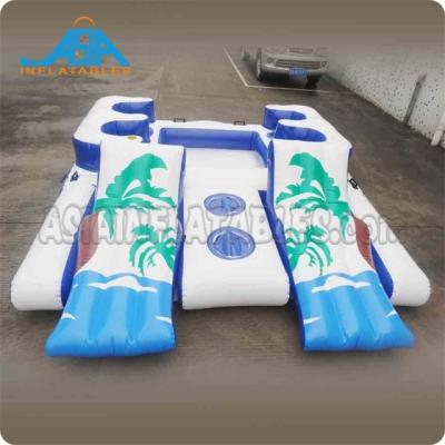 China Rental Company 6 People Floating Island Big Floats Inflatable Lake and River Laid Water Lounge Floating Raft for sale