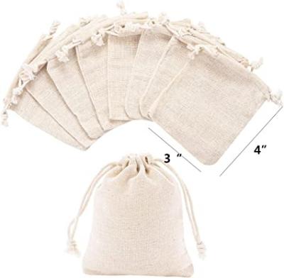 China 2022 CHENGBAI High Quality Reusable Cotton Jute Double Drawstring Small Gift Burlap Gift Bags for sale