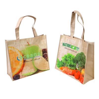 China Polypropylene Handled Reusable Packaging Laminated ECO Bag Shopping Packaging RPET Bag Non Woven PP Woven Sack With Custom Logo for sale