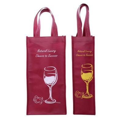 China Handled Reusable Non Woven Wine Gift Bag For Wine Bottle With Handle for sale