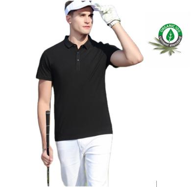 China Anti-Wrinkle BSCI OCS Certified Organic Cotton Plain Golf Polo Shirt for sale