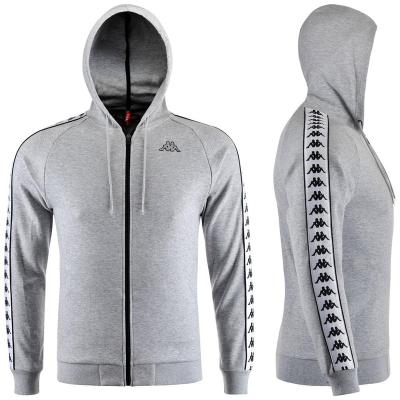 China Anti-pilling Men's Zipper Hoodies Jacket With Side Banda Tapes On Sleeves for sale