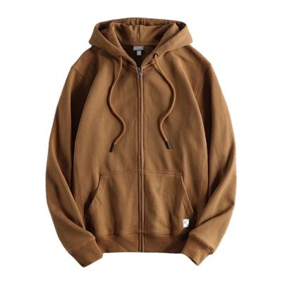 China Breathable BSCI/OCS Sleeves Long Brown Regular Zipper Hoodies Mens Customize 100%cotton Hooded Sweatshirt Hoodies Factory for sale