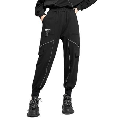 China Womens Moto Biker Look Long Pants Breathable Joggers With Big Pockets Zipper Trousers for sale