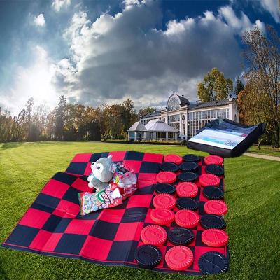 China Easy Carry Camping Blanket Free Outdoor Picnic Blanket Sand Travel Checkers Folding Leather Blanket Custom Made for sale