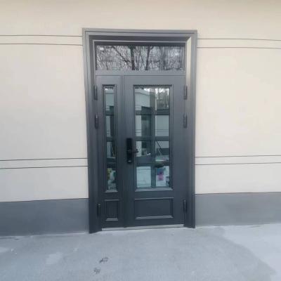 China Modern Basic Track Color Door Metal Door Design With Glass Splicing HTX-9202 for sale