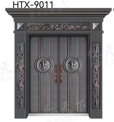 China Modern main entrance door design with two doors HTX-9011 for sale