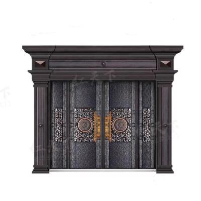 China Basic Track Design Internal Front Easily Assembled Entry Doors With Exterior Door Decor Pillars HTX-9079 for sale