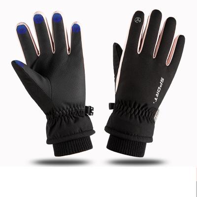 China Men's Outdoor Winter Plus Waterproof Velvet Sports Warm Touch Screen Climbing Ski Gloves for sale