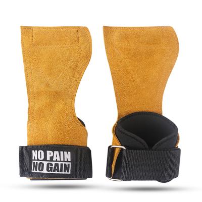 China Strength Training Gym Equipment Weightlifting Exercise Gymnastics Anti-Slip Leather Hand Grips for sale