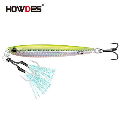 China Metal Lead HOWDES Wholesale 8 Colors 20-100g Bright UV Coating Slow Pitch Fishing Metal Jig Lures for sale