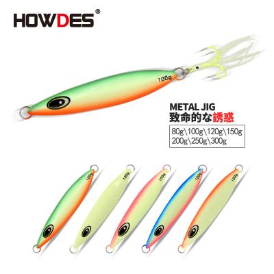 China Durable HOWDES 2023 80-300g Classic Sinking Jig Slow Deep Sea Boat Fishing Jig Lures With Strong Luminous Wire Aid Hooks for sale