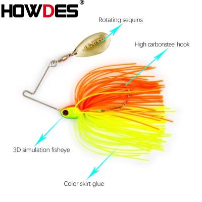 China Factory MOQ 3.5g 5g Factory Action HOWDES Vivid Fish Custom Multicolor Freshwater Silicone Swimming Bottom Edges Spinnerbait For Bottom Sequin Lures for sale