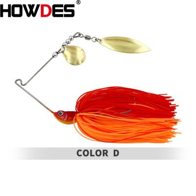 China Bright Fish Action HOWDES Design OEM 5g 10g Double Colors Gold Willow Spinner Jig Head Swimming Spinnerbait for sale