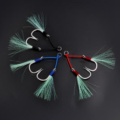 China Outdoor Fishing Activity HOWDES 1/0 2/0 3/0 4/0 5/0 6/0 Durable Seawater Steel Wire Jigs Jigs Bright Double Helper Hook for sale