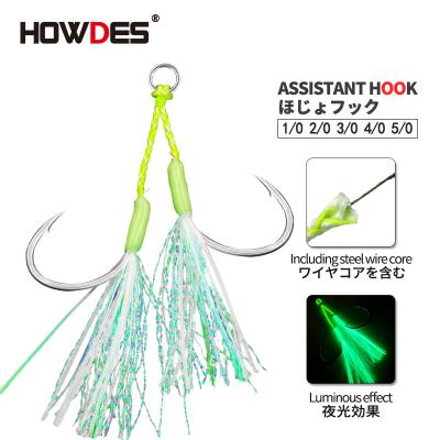 China Durable design 1/0 HOWDES 2/0 3/0 4/0 5/0 bkk high carbon glow yarn hand made UV steel help hooks help hooks for sale