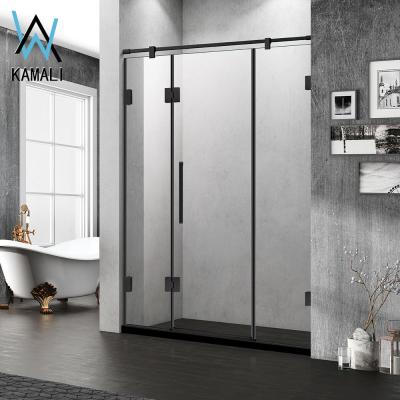 China With View Kamali 3 Panels Luxury Square Walk In Black Italian Glass Sex Massage Self Cleaning Shower Enclosure 1 Meter Aqua Shower Glass Doors for sale