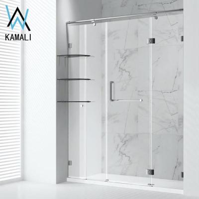 China 2022 Frameless New Design Factory Outlet Customized Hotel Room 3 Panel Hinge Tempered Glass Shower Door For Shower, Bathroom Glass Panel for sale