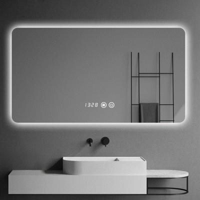 China Kamali Simple Design Custom Hotel Magnifying Luxury Rectangle Illuminated Defog Glass LED Backlit Bathroom Wall Mounted Smart Mirror for sale