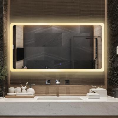 China Kamali Simple Design Custom Hotel Simple Design Luxury Rectangular Magnifying Lighted Bathroom LED Wall Mounted Smart Mirror for sale