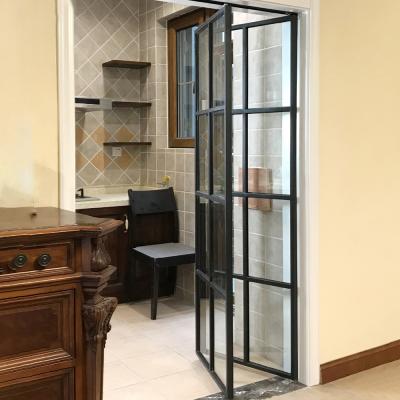 China Modern Galvanized Steel Frame Folding Exterior Black Steel Glass Doors for sale