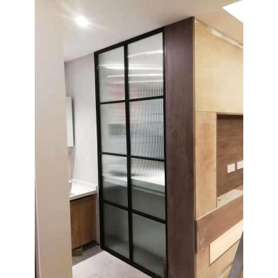 China European industrial steel glass doors metal frames windows grate soundproof iron sliding door design factory price for sale