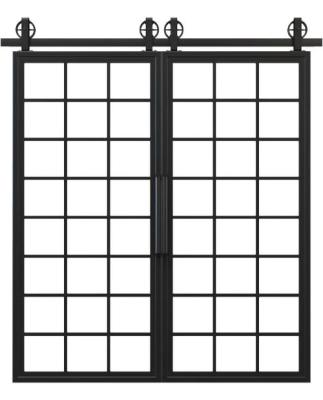 China EUROPEAN Frosted Glass Interior Single Teak Hotel Renin Barn Door Steel Master Bathroom Mirrored Ceiling Mounted for sale