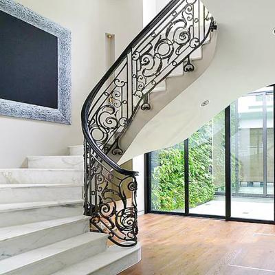 China Easily Assembled High Quality 304 Stainless Steel Steel Pipe Staircase Adjustable Balusters Plowed Spiral Stair Handrail for sale