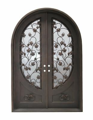 China Modern Steel Metal Entry Construction Supplies Double Wrought Iron Front Main Security Doors Decompose Screen Doors Dynasty for sale