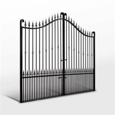 China Modern Exterior Metal Sliding Wrought Iron Gate Galvanized Steel Fence Door Iron Gate Design for sale