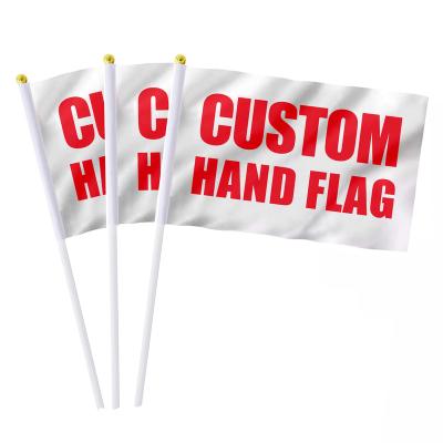 China Health Care Institutes Wholesale Cheap Country Hand Wave Flag Fast Delivery Polyester Printing Low Moq Parade Mini Custom Hand Flags With Pole for sale