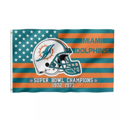 China Health Care Institute Miami Dolphins Fast Delivery Flags NFL Promotion 3x5 ft Custom 100% Polyester Used In Super Bowl Miami Dolphins Custom Flags for sale