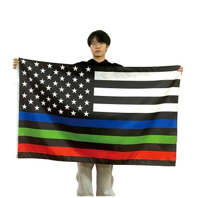 China Health Care Institutes USA 3x5 Feet Stripes Yellow Green Red White And Blue Black Blue GrayAmerican Flag Thin Police Line Us USA Flag for sale