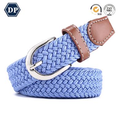 China Two Tone Color Glitter Stretch Belt For Ladies DaPai Custom 2020 Fashion Solid Color Belt Alloy Buckle Woven Polyester Unisex Belt 2501 for sale