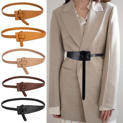 China Fashion.Casual new Non-buckle PU t style irregularly tied single belt wind coat belt for ladies for sale