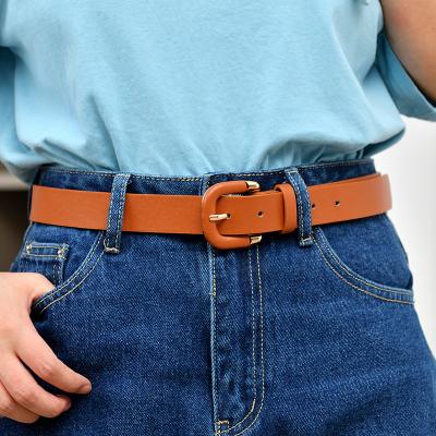 China Factory Direct Wholesale Fashionable Custom Brown Ladies PU Belt With Alloy Leather Buckle for sale