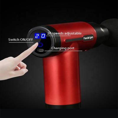 China 1200mAh 4 Speeds 1200mAh 4 Heads Gun Cloth Gun 20 Massage Gun Deep Vibration Body Massage Gun Facial Muscle Relax With LCD Display for sale