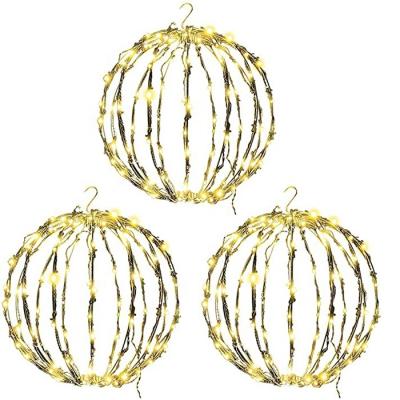 China Christamas PartyDecoration 3 Pack Pack Christmas Ball Light Set LED Indoor Outdoor Hanging Lighted Folding Decorations Party Lawn Yard Patheway for sale