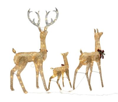 China Christamas Decoration Set of 3 Pieces Christmas Lighted White Reindeer Yard Home Decor Pre-Lit Glowing Glowing Standing Family LED Reindeer for sale