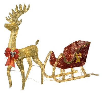 China Christamas Decoration 4 ft. Warm White Light Up Indoor Outdoor Christmas Decorations Pre-lit Glowing Standing Reindeer and Ornaments Sleigh for sale