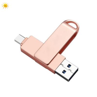 China Promotional Custom Type C 32GB OTG Metal Logo Metal Swivel USB 3.0 Stick Flash Drive for sale