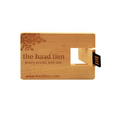 China Super Slim Wooden USB Memory Stick Bamboo Card Pendrive Card With Logo for sale