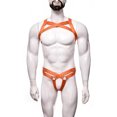 China Custom 100% Polyester New Design QEM Men Stretch Harness Lingerie Polyester Sex Underwear Sexy Club for sale