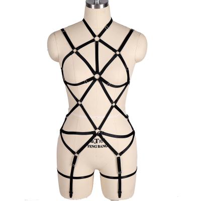 China Wholesale Open Sexy Transparent Erotic Harness Underwear Bondage Women Bondage Women Lingerie Jumpsuit Polyester for sale