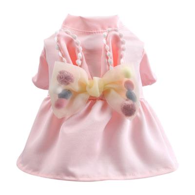 China Viable Stylish Dog Pet Apparel Soft Spring Pink Dress For Pet Puppies Costume Wholesale for sale