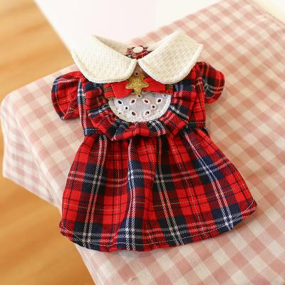 China 2021 Viable The Designer's New Fall Pet Clothes Wholesale Costume Red Christmas Plaid Star Dog Dress for sale