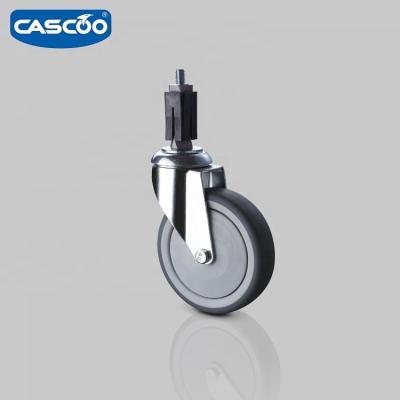 China PIVOT CASCOO 125mm Expander Fixing Bolt Hole Flexible Swivel Casters Wheels With Polypropylene Rim For Small Lightweight Trolleys Casters for sale